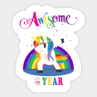 4th Birthday Unicorn Sticker